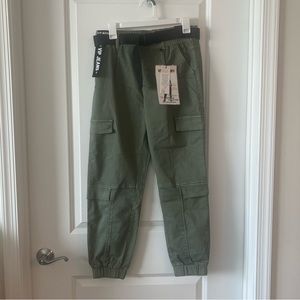 VIP Jeans Army Green Cargo Joggers with Belt